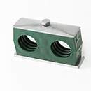 Stauff 1110021164. Clamp Assembly Twin Series Size 3D Ø19mm Polypropylene W5 Weld Plate, Short Cover Plate, Hex Head Bolt Profiled, with Initial Tension