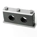 Stauff 1110005311. Komplettschelle Schwere Doppel-Baureihe Gr. 4S Ø19mm Polyamid W1 gerippt, mit Vorspannung Anschweißpl., Deckplatte AS-Schraube