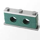 Stauff 1110003454. Komplettschelle Schwere Doppel-Baureihe Gr. 4S Ø20mm Polypropylen W1 Anschweißpl., Deckplatte AS-Schraube gerippt, mit Vorspannung