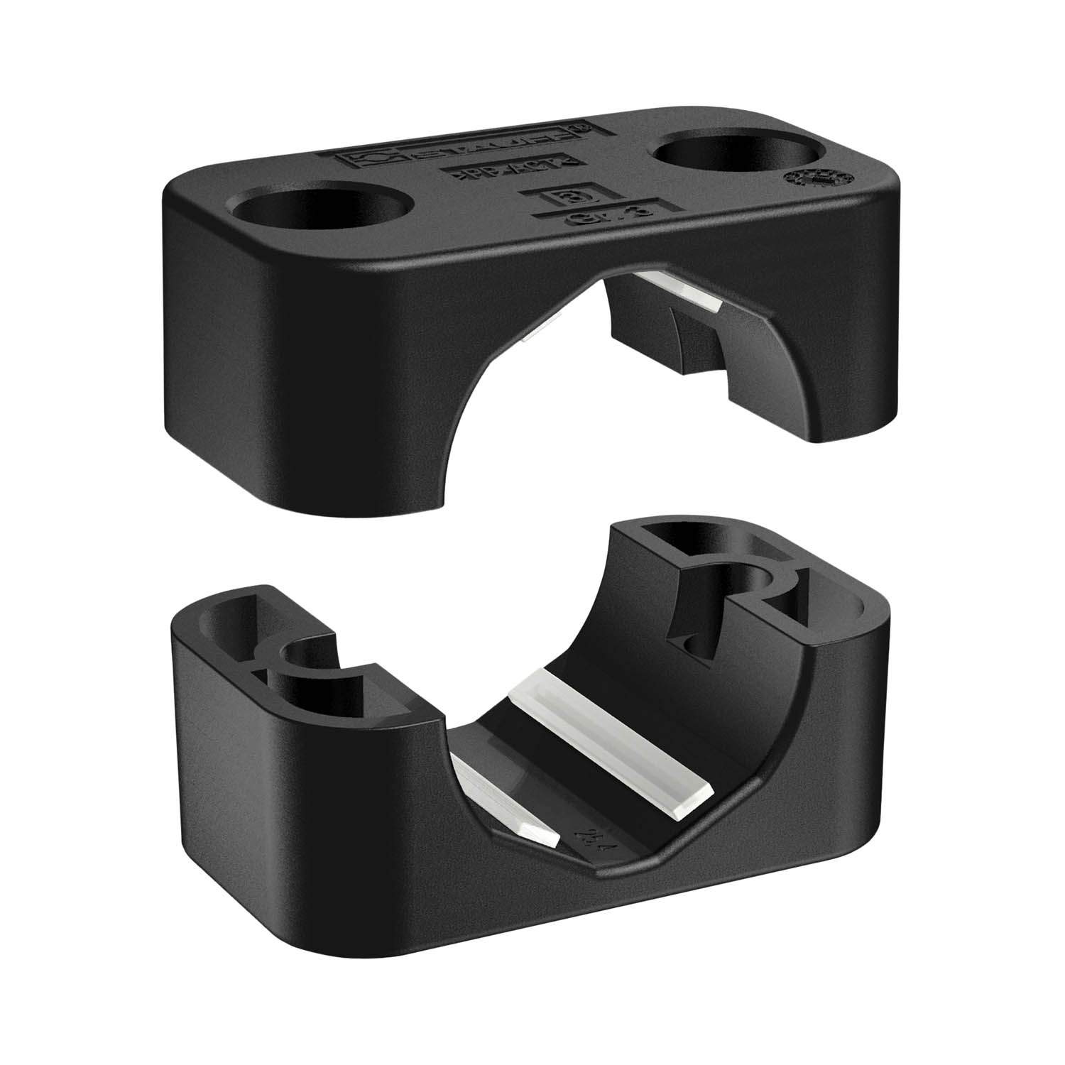 Stauff 1130032453. ACT Clamp Body Standard Series Size 5, Ø35 mm Similar to DIN 3015 Anti Corrosion Technology Flame-Retardant Polypropylene Integrated Elastomer Strips Drainage Channels