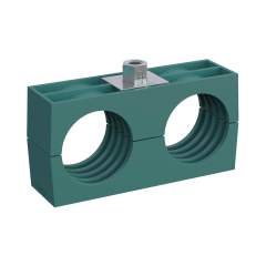 Stauff 1110004357. Clamp Assembly Twin Series Size 5D Ø32mm Polypropylene W3 Safety Plate, Stacking Bolt Profiled, with Initial Tension