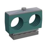 Stauff 1110024470. Komplettschelle Doppel-Baureihe Gr. 2D Ø16mm Polypropylen W3 Befestigungsadapter Deckpl., AS-Schraube gerippt, mit Vorspannung