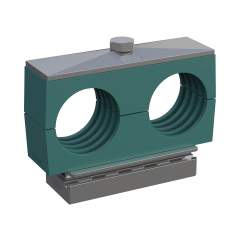 Stauff 1110024467. Komplettschelle Doppel-Baureihe Gr. 1D Ø6mm Polypropylen W3 Befestigungsadapter Deckpl., AS-Schraube gerippt, mit Vorspannung