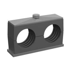 Stauff 1110013530. Clamp Assembly Twin Series Size 4D Ø28/6mm Polyamide W10 Weld Plate, short Cover Plate, Hex Head Bolt Profiled, with Initial Tension