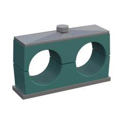 Stauff 1110004076. Clamp Assembly Twin Series Size 4D Ø28mm Polypropylene W10 Weld Plate, short Cover Plate, Hex Head Bolt Smooth without Initial Tension