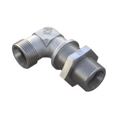 Stauff 6020000133. Elbow Bulkhead Fitting Size / Type: 28L with Lock Nut Steel, Zinc/Nickel-Plated