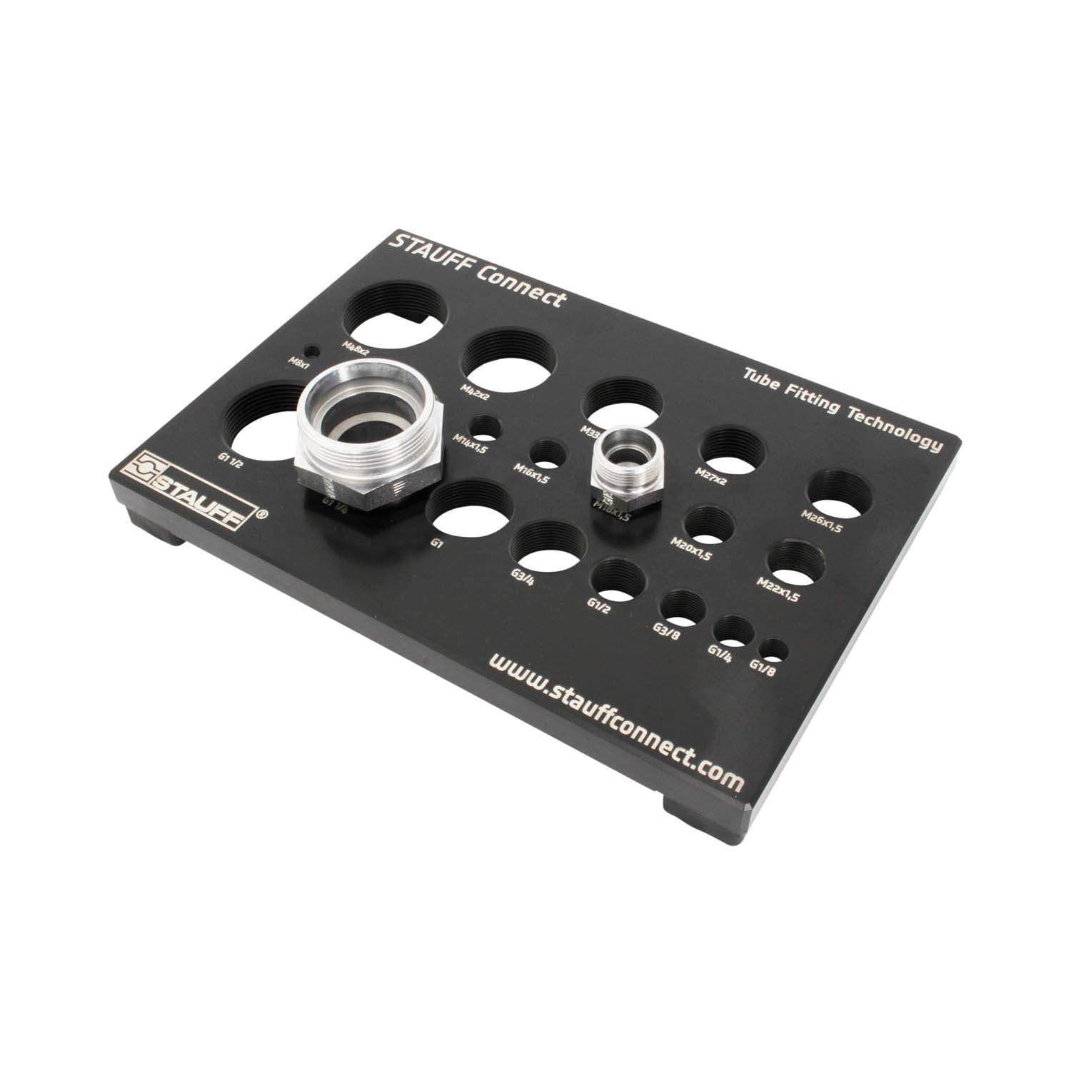 Stauff 6010014582. Thread Identification Boards for the quick and easy Determination of 8 NPT threads from 1/8–27 NPT to 1 1/2–11.5 NPT and 9 UN/UNF threads from 7/16–20 UNF to 1 7/8–12 UN Universal Tool for Workshops etc.