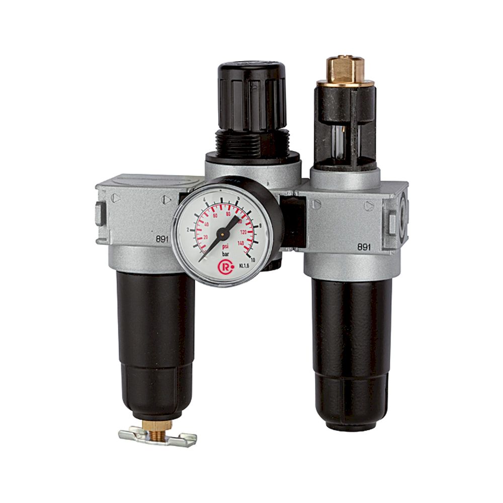 Riegler 100400. Wartungseinheit 3-tlg. »multifix-mini«, mit Metallbehälter, G 1/8