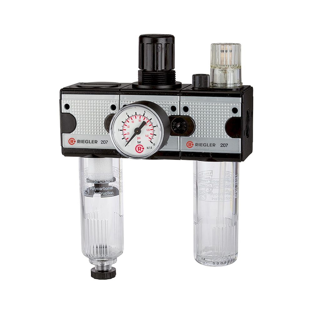 Riegler 100581. Wartungseinheit 3-tlg. »multifix«, mit PC-Behälter, BG 1, G 1/4