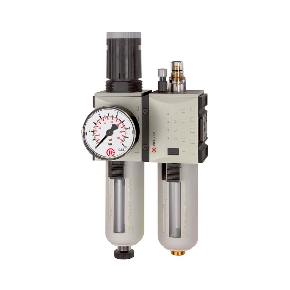 Riegler 139546.Service unit 2-part »FUTURA«, PC, Size 2, G 3/8, 0.1-1, Semi a.