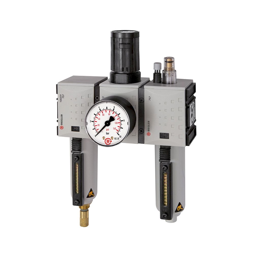 Riegler 152700.Service unit 3-part »FUTURA«, Metal, Size 2, G 3/8, 0.1-2, Fully