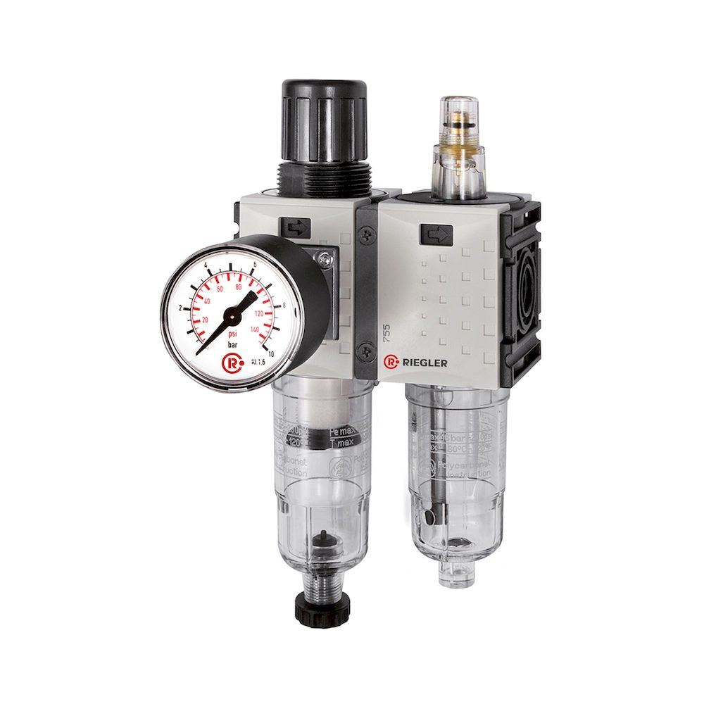 Riegler 142457.Service unit 2-part »FUTURA-mini« PC container, G 1/4, 0.1-4 bar