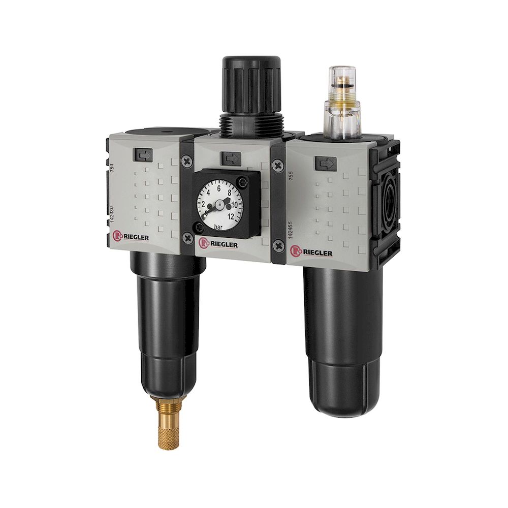 Riegler 142515.Service unit 3-part »FUTURA-mini« Metal container, G 1/4, 0.5-8