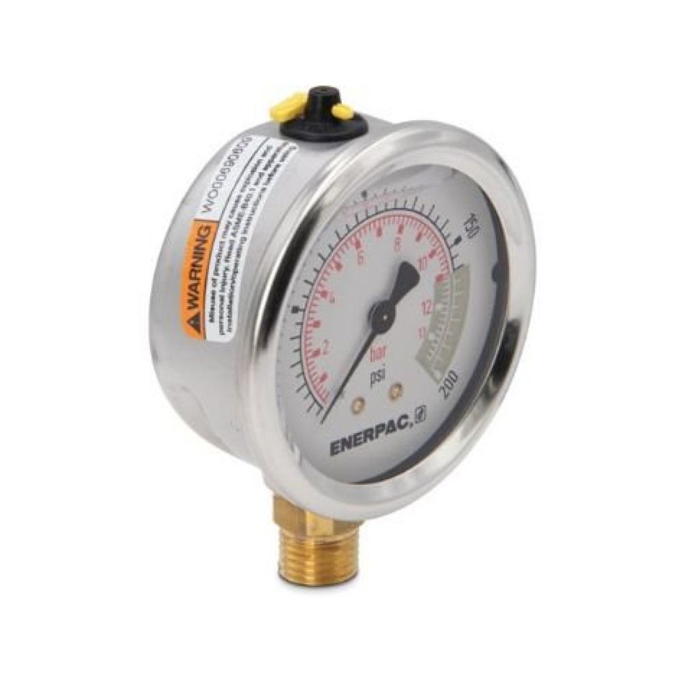 Enerpac G2511L, Druckmanometer, 63 mm Face, Unterseite, Glyzerin gefüllt, 14 bar Maximaler Druck
