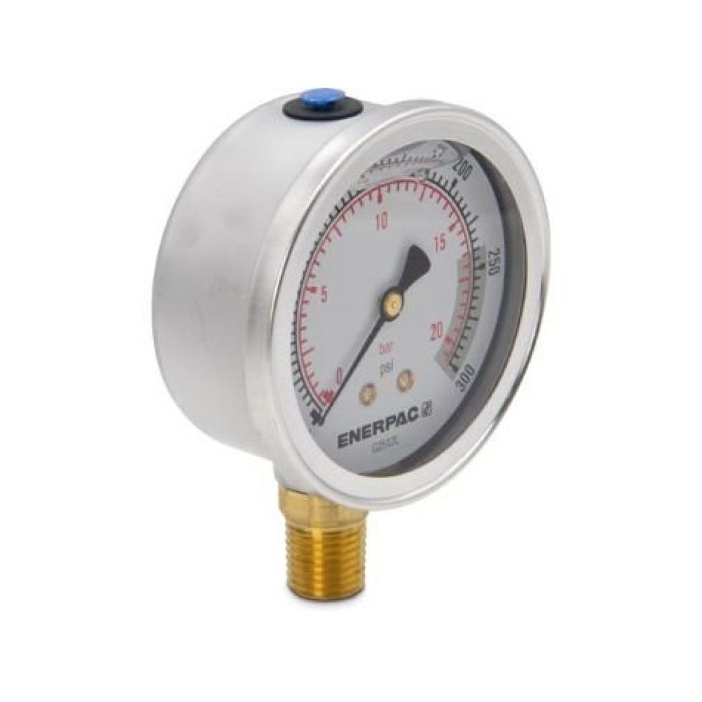 Enerpac G2512L, Druckmanometer, 63 mm Face, Unterseite, Glyzerin gefüllt, 20 bar Maximaler Druck