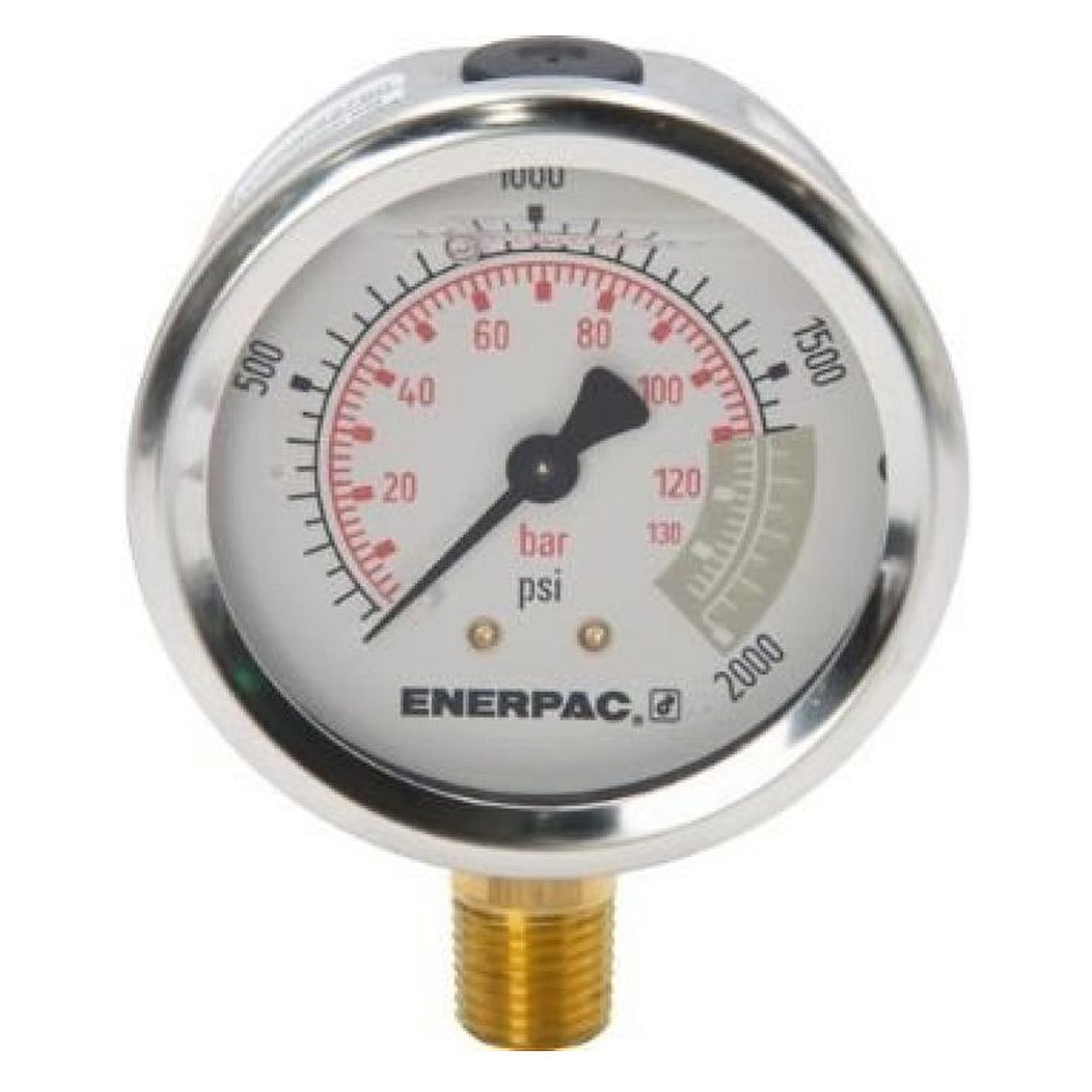 Hydraulic Pressure Gauge, 63 mm, Lower Mount, 140 bar - Enerpac G2515L