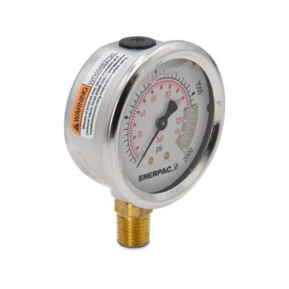 Enerpac G2515L, Druckmanometer, 63 mm Face, Unterseite, Glyzerin gefüllt, 140 bar Maximaler Druck