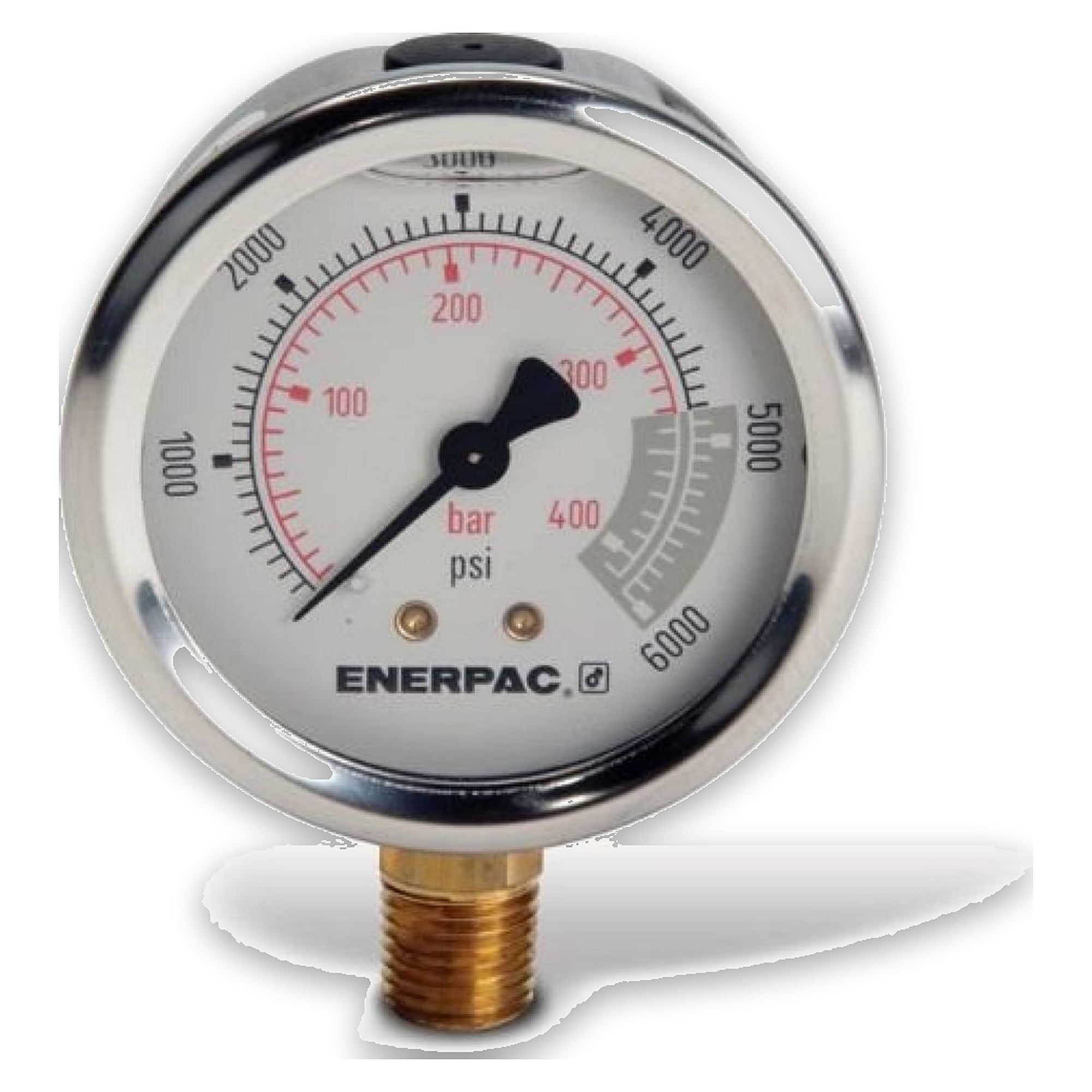 Hydraulic Pressure Gauge, 63 mm, Lower Mount, 400 bar - Enerpac G2517L