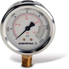 Enerpac G2517L, Hydraulic Pressure Gauge, 63 mm Face, Lower Mount, Glycerine Filled, 400 bar maximum pressure