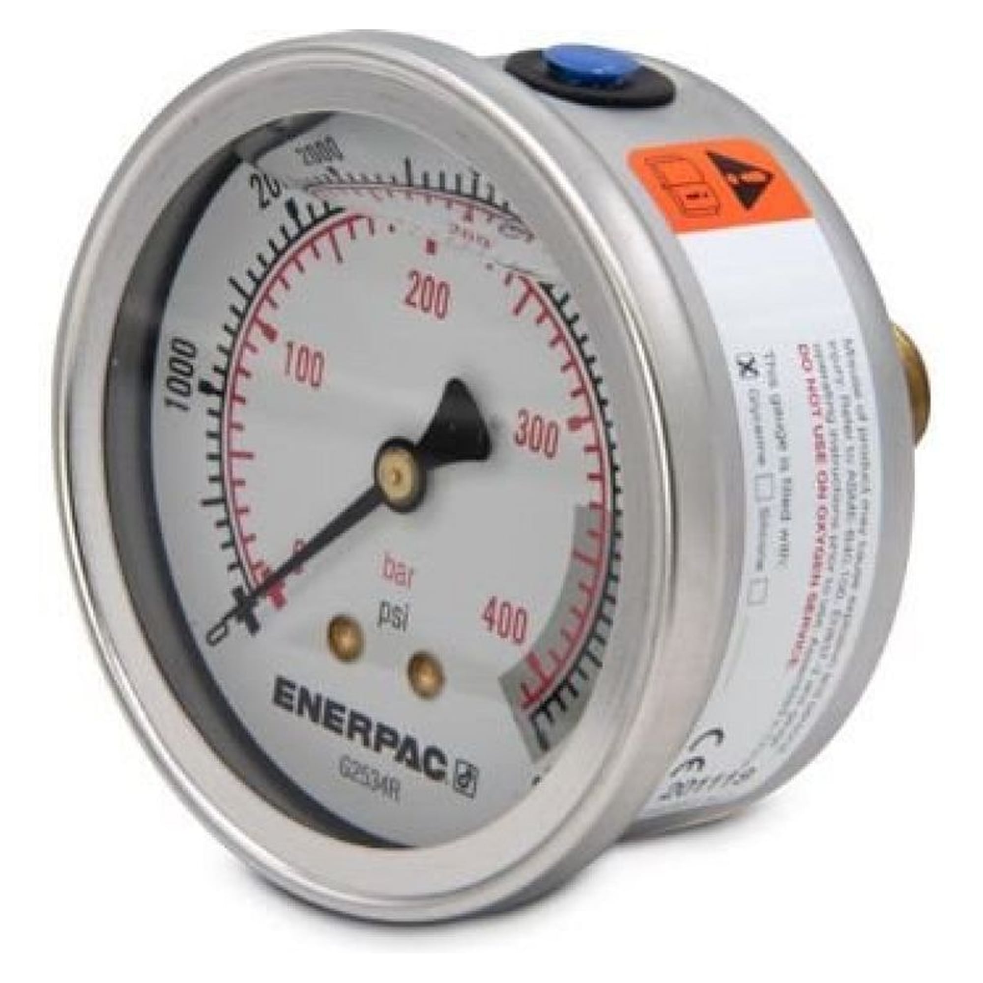 Druckmanometer, 63 mm, Rückseite Mitte, 400 bar - Enerpac G2534R