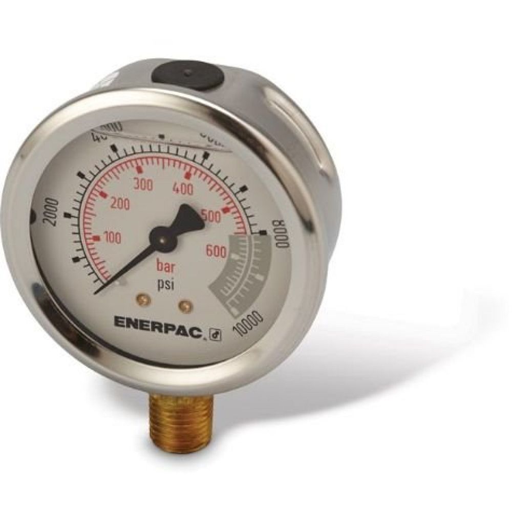 Enerpac G2535L, Druckmanometer, 63 mm Face, Unterseite, Glyzerin gefüllt, 700 bar Maximaler Druck