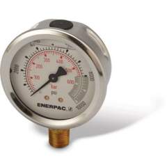 Enerpac G2535L, Hydraulic Pressure Gauge, 63 mm Face, Lower Mount, Glycerine Filled, 700 bar maximum pressure