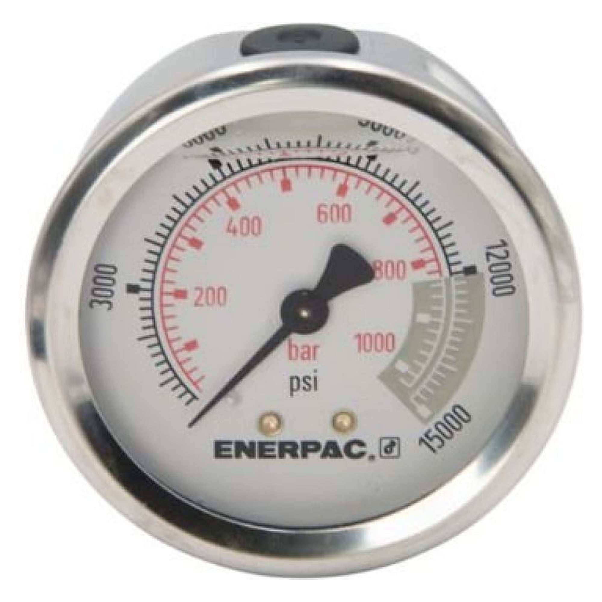 Hydraulic Pressure Gauge, 63 mm, Center Rear Mount, 1000 bar - Enerpac G2538R