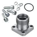 Stauff 1710000347. Gerader Pumpenflansch Außengewinde, Größe: LK35 24°-Konus (DIN2353) Inkl. metr. Schrauben 8.8 Federringe & O-Ring (NBR) Stahl C6F