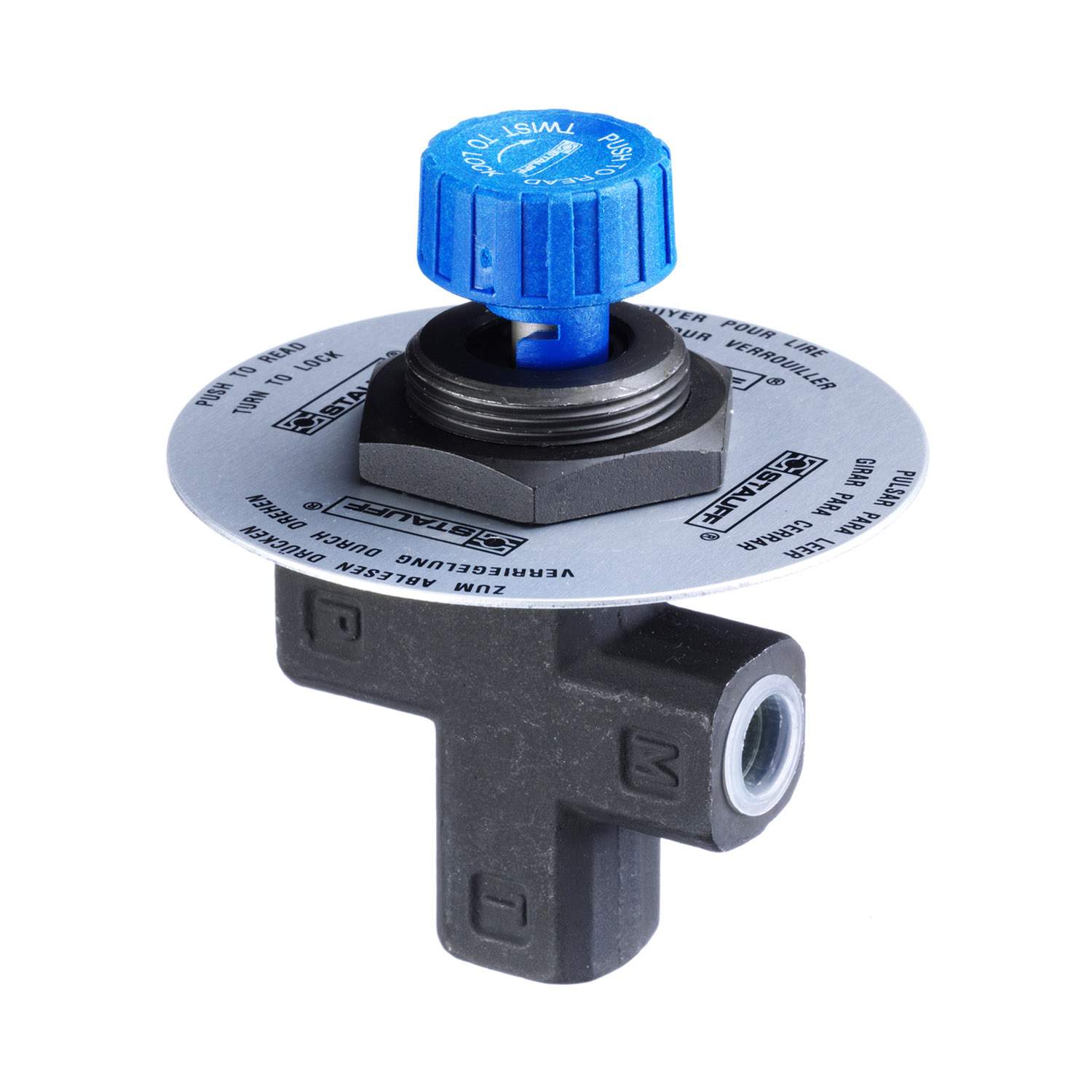 Stauff 1910000558. Gauge Protection Valve Cast iron / Steel, Zinc plated Connection: 1/4 NPT Nominal Size: DN8 Sealing: NBR PN: 400 bar / 5800 PSI
