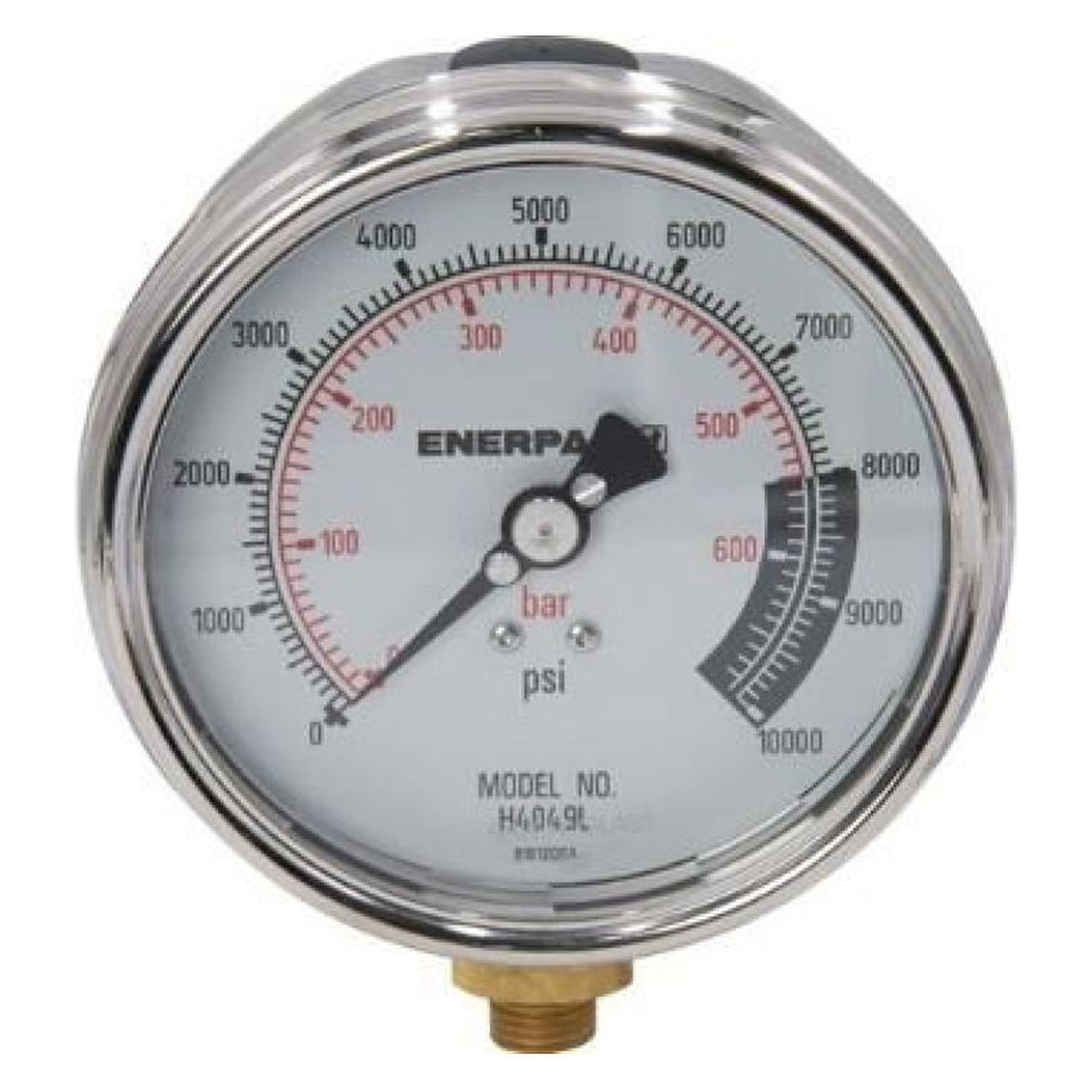 Hydraulic Pressure Gauge, 100 mm, Lower Mount, 700 bar - Enerpac H4049L