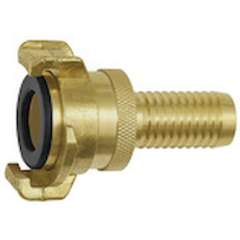 Riegler 107792.GEKA hose piece, rigid, Safety design, bright brass, I.D. 25