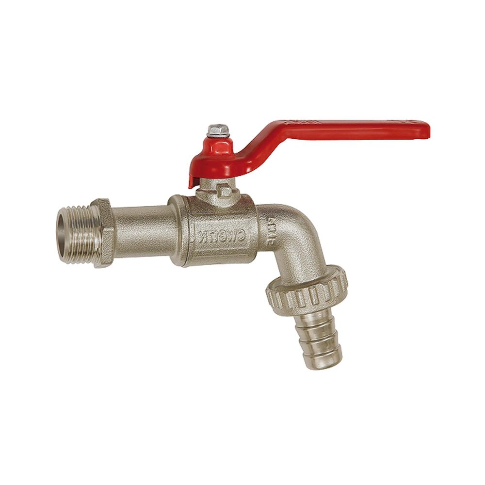 Riegler 103416.Ball drain valve, nickel-plated brass, G 3/8 ET, DN 10