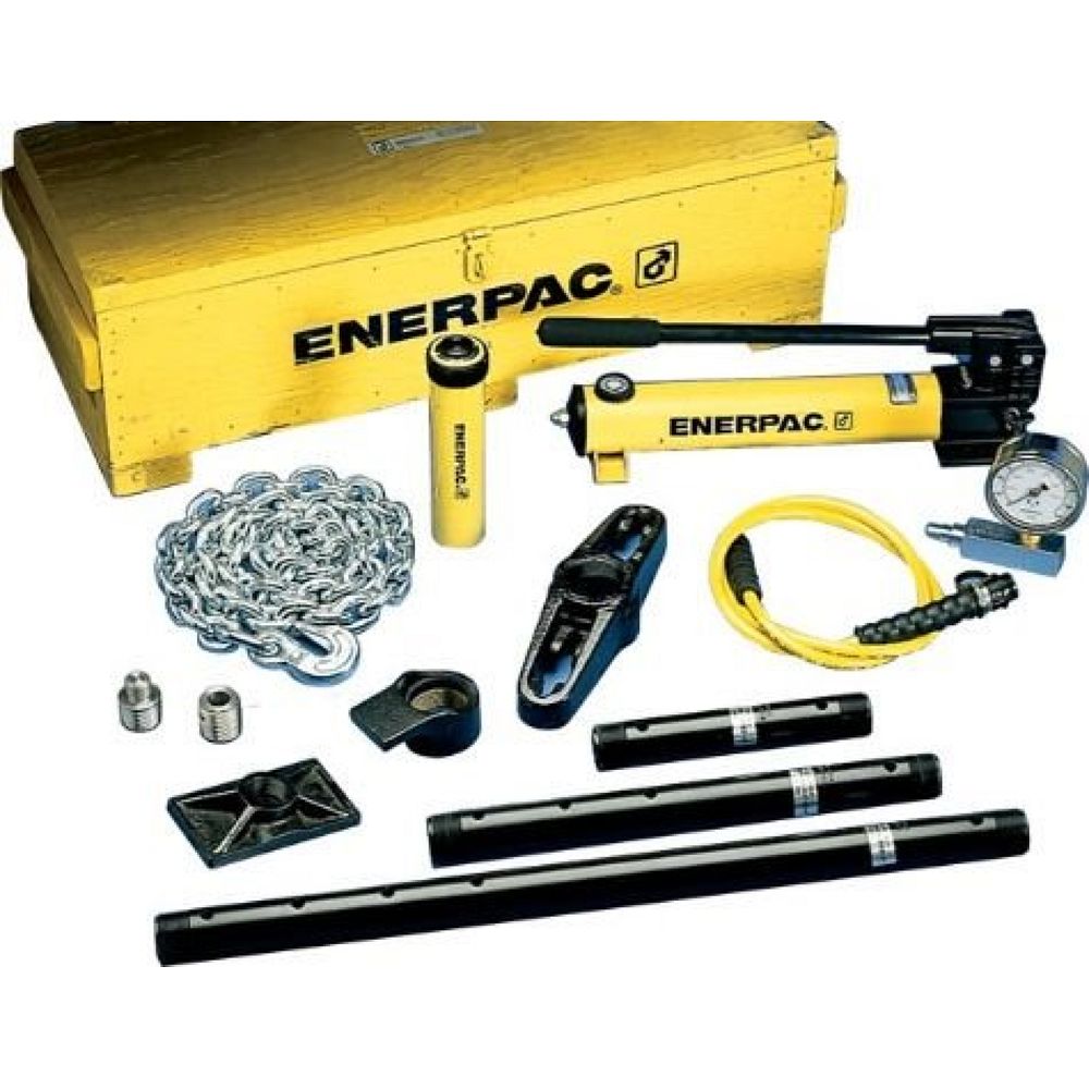 Enerpac MSFP5, 22 kN, Hydraulikzylinder und Handpumpensatz mit 24 Zylinderaufsätzen