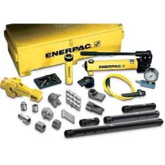 Enerpac MSFP10, 50 kN, Hydraulic Cylinder and Hand Pump Set with 22 Cylinder Attachments