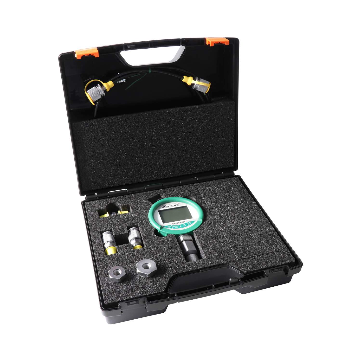 Stauff 6100163523. Pressure Test Kit STAUFF Test 20 with 1 Digital Pressure Gauge with USB Interface Range from 0 to 600 bar Connection 7/16-20 UNF Accessories in Steel, Zn/Ni