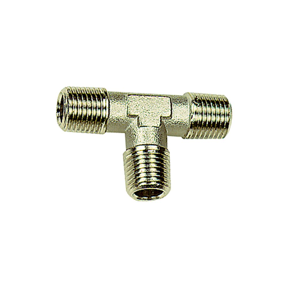 Riegler 112759.T-piece, exterior/exterior/exterior, R 1/8, nickel-plated brass