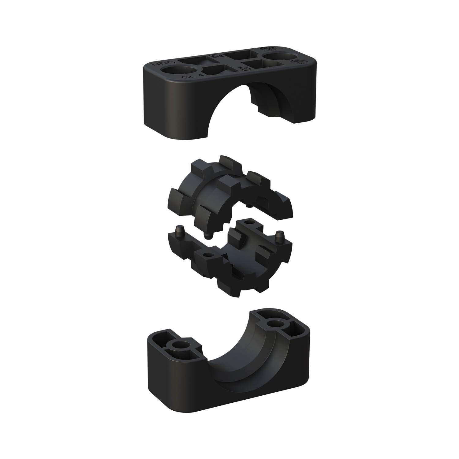 Stauff 6100056011. STAUFF NRC Clamp consisting of Clamp Body Size 2 made of Polypropylen Elastomer Insert Ø6mm Standard Series