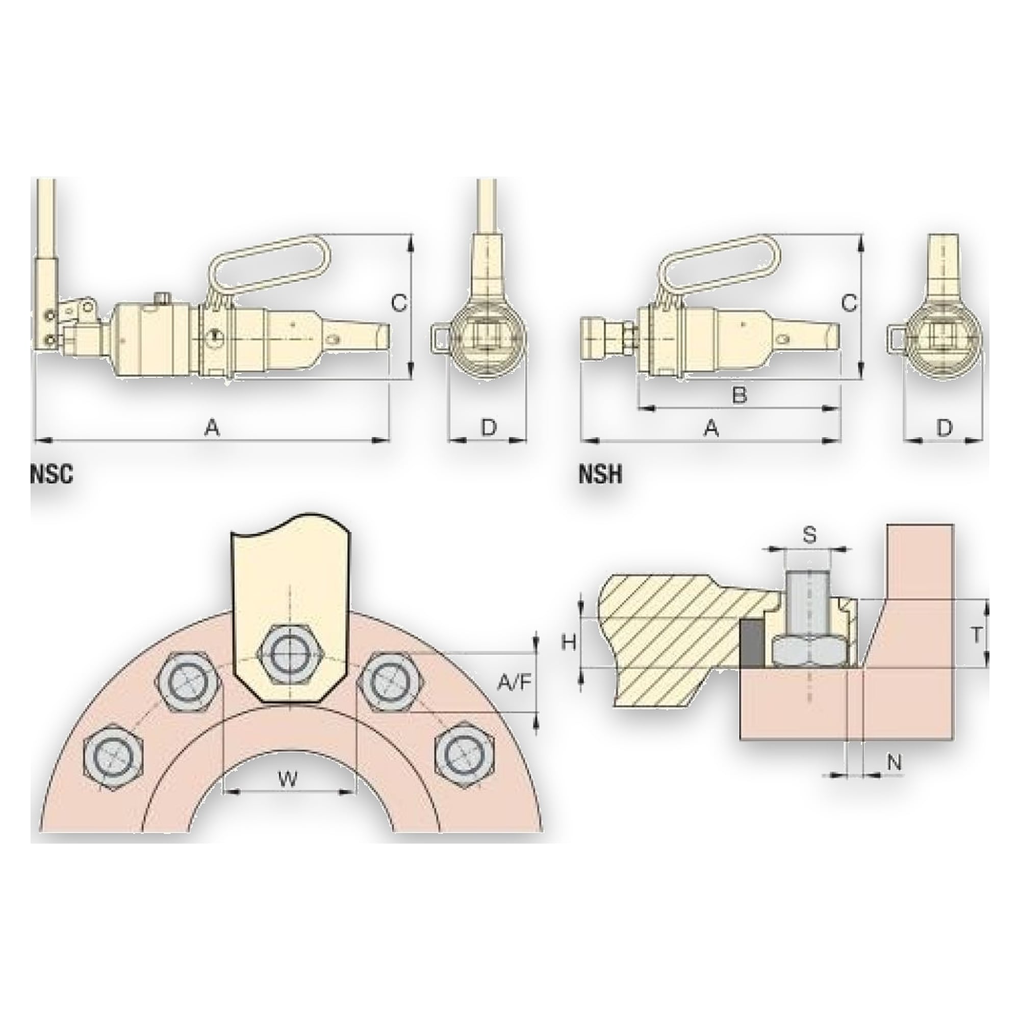Nut Splitter with Integral Pump, 120 kN, Hexagon up to 27 mm - Enerpac NSC1927