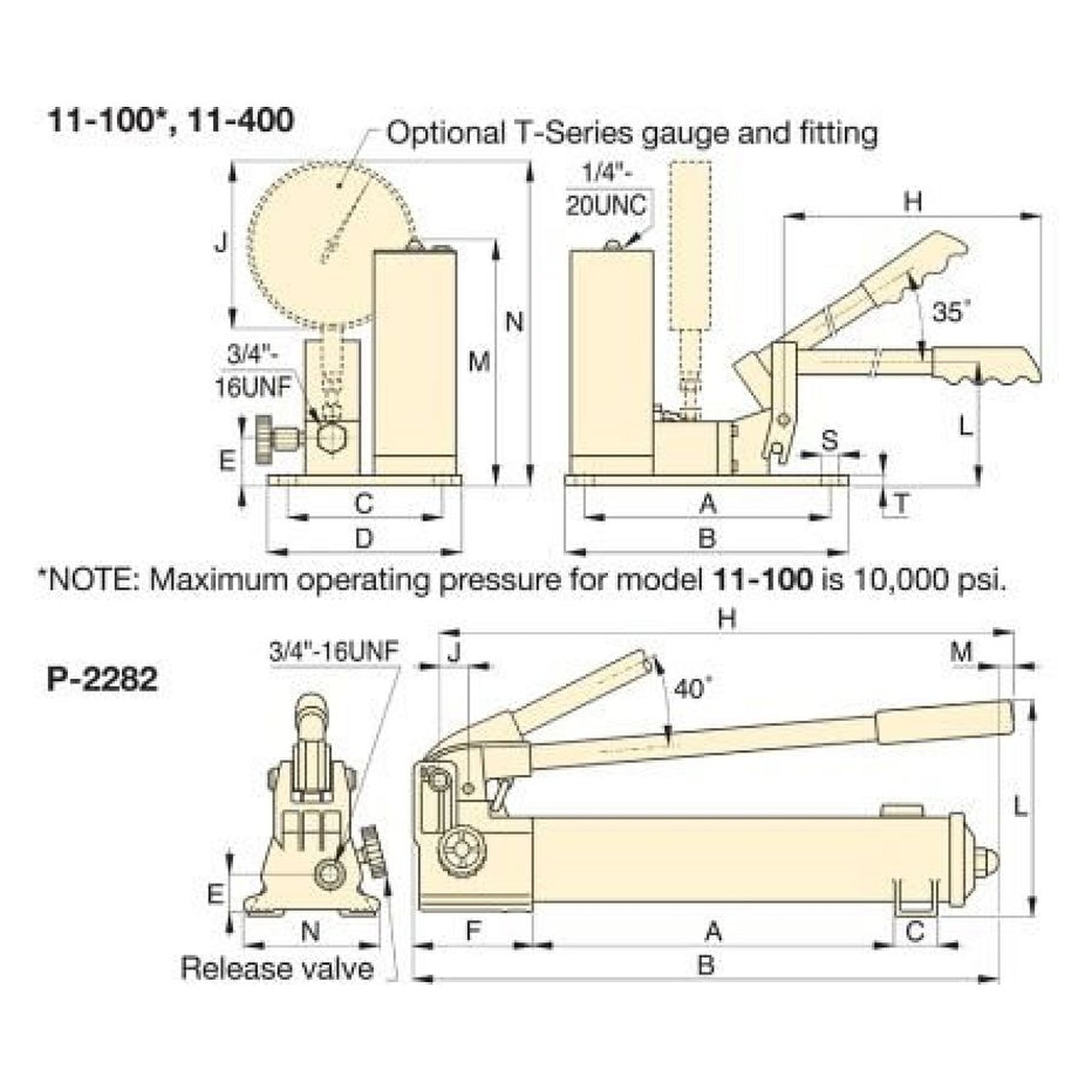 Ultra-High Pressure Hand Pump, 737 cm³, 2800 bar - Enerpac 11400