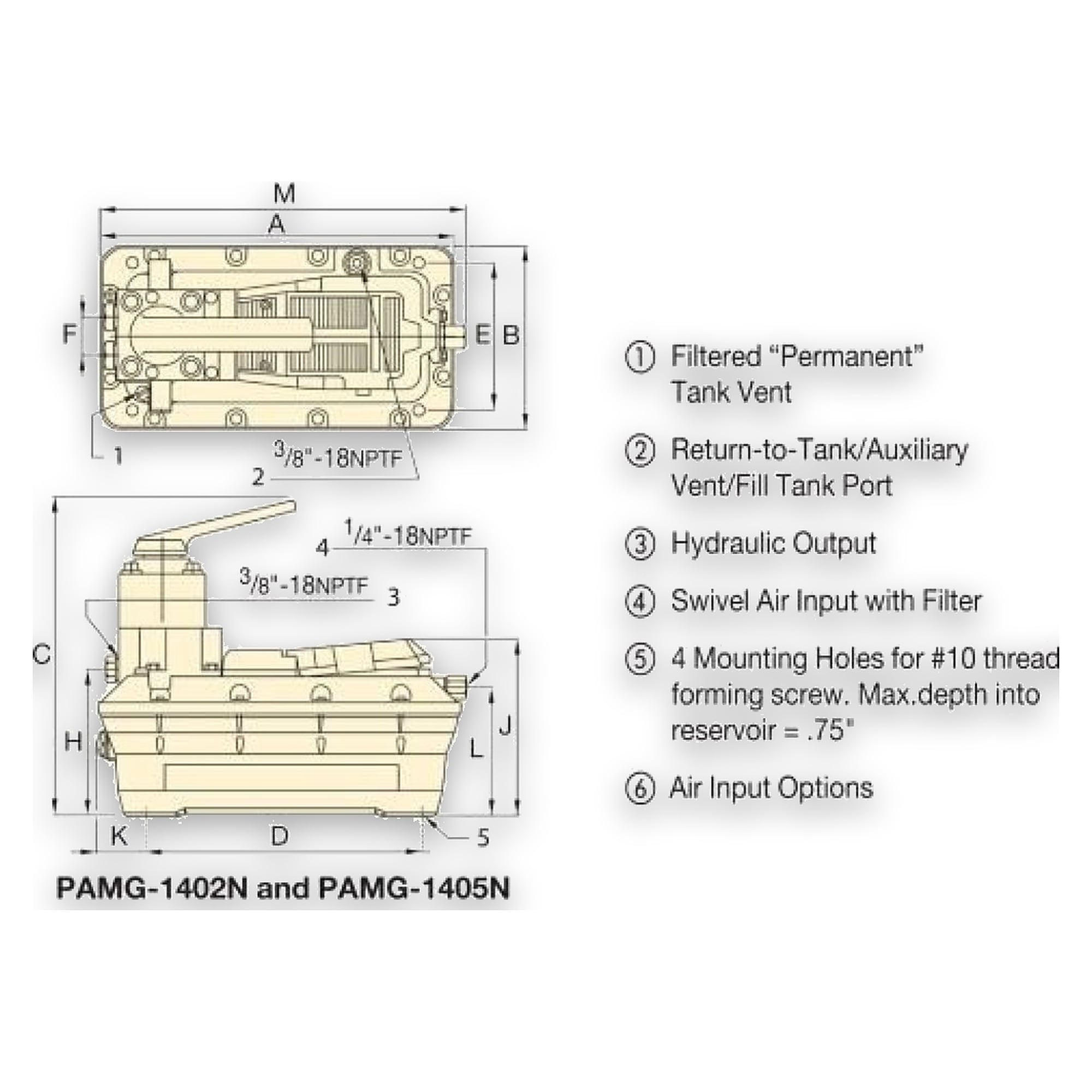 Turbo II Air Hydraulic Pump, 4/3 Manual Valve, 3770 cm³ - Enerpac PAMG1405N