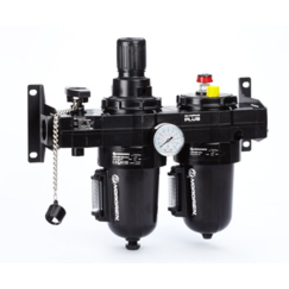 Norgren BL68-821. Conjuntos montados Olympian Plus, G1, purga manual, elemento filtrante de 40µm, con válvula de corte