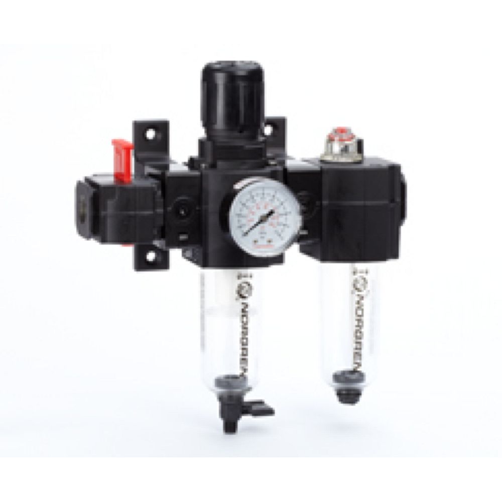 Norgren BL73-321G. Excelon box set (FRL), G3/8, purga manual, elemento filtrante de 40µm, con válvula de corte