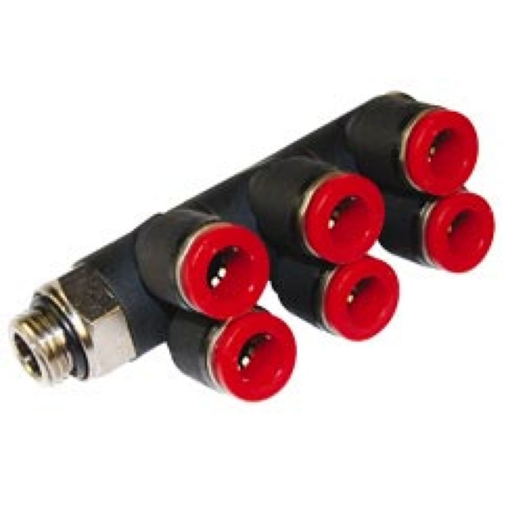 Norgren C0C700818. Pneufit C - banjo paralelo triple; BSP cilíndrica