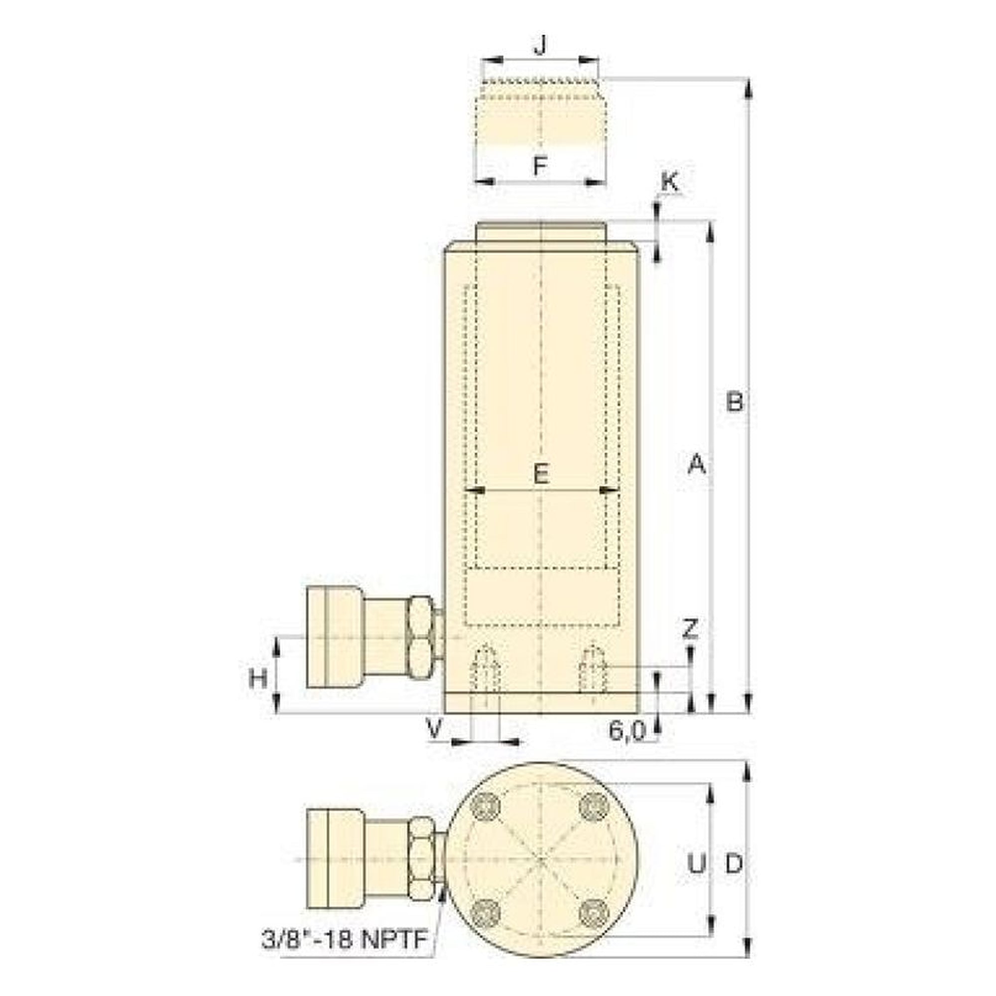 Aluminiumzylinder, 1002 kN, 200 mm Hub - Enerpac RAC1008