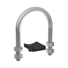 Stauff 1110004446. Round Steel U-Bolt Saddle (Short), Polyamide DN 250 Carbon Steel, untreated 273mm incl. 4x Nuts