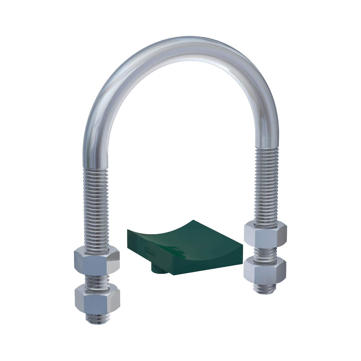 Stauff 1110004418. Round Steel U-Bolt Saddle (Short), Polypropylene DN 350 Carbon Steel, untreated 368mm incl. 4x Nuts