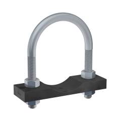 Stauff 1110004499. Round Steel U-Bolt Saddle (Long), Polyamide DN 100 Carbon Steel, untreated 108mm incl. 4x Nuts
