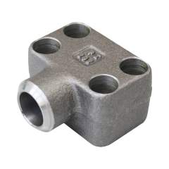 Stauff 1730000355. Einteiliger Flansch 3000 PSI Anschweißversion 90° Hochdruck Größe: 3/4" Stahl blank, geölt