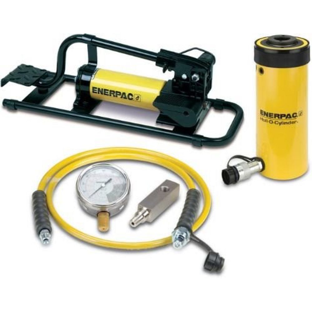 Enerpac SCH202FP, 215 kN, 49 mm Hub, Hohle Hydraulikzylinder und Fußpumpenset