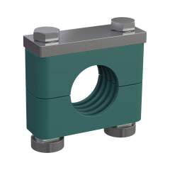 Stauff 1110007185. Clamp Assembly Heavy Series Size 4S Ø25mm Polypropylene W5 Mounting Rail Nut Cover Plate, Hex Head Bolt Profiled, with Initial Tension